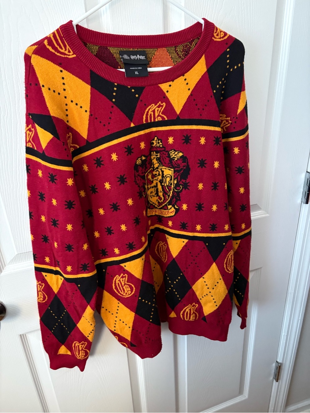 Harry Potter Gryffindor Sweater Red Gold Black XL